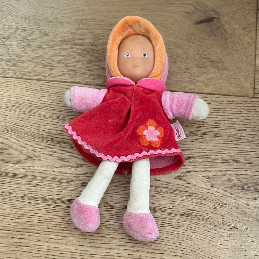 Corolle Colorful Plush Doll with Pink and Orange Outfit
